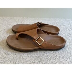 Strive Java Brown Slip On Sandals Size 8.5 9 Brown Buckle Toe Loop Boho Vacation